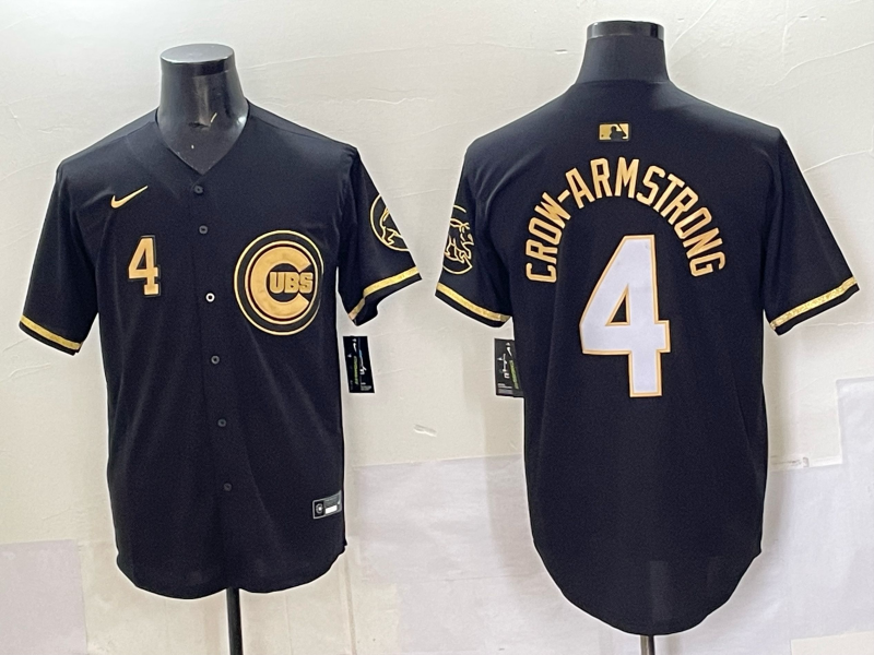 Men Chicago Cubs #4 Crow Armstrong black Nike MLB 2025 Jersey 01